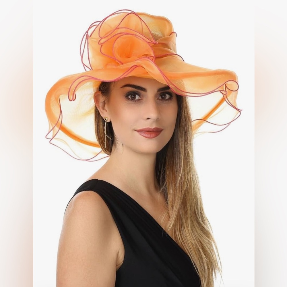 Elegant Orange Women's Organza Hat